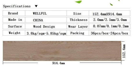 ISO Wear Resistance 7"×48" LVT Vinyl Flooring