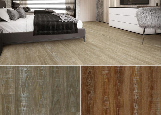 LVT Vinyl PVC Plank Flooring Wood Embossed UV Coating With Wear Layer Protection